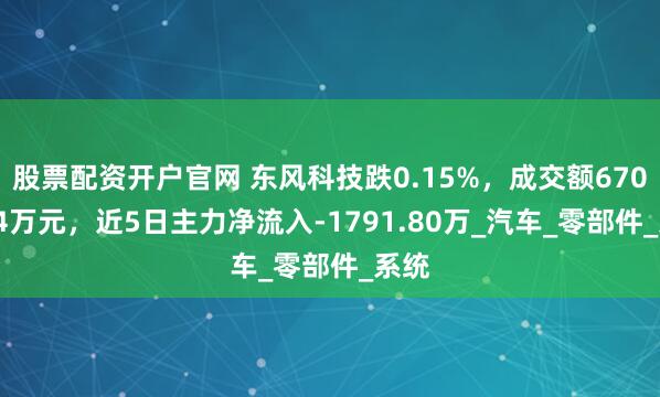 股票配资开户官网 东风科技跌0.15%，成交额6707.64万元，近5日主力净流入-1791.80万_汽车_零部件_系统