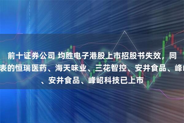 前十证券公司 均胜电子港股上市招股书失效，同为今年1月递表的恒瑞医药、海天味业、三花智控、安井食品、峰岹科技已上市